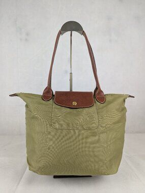 Share Longchamp Le Pliage Foldable Tote Bag Green Nylon Leather - Preowned Nice